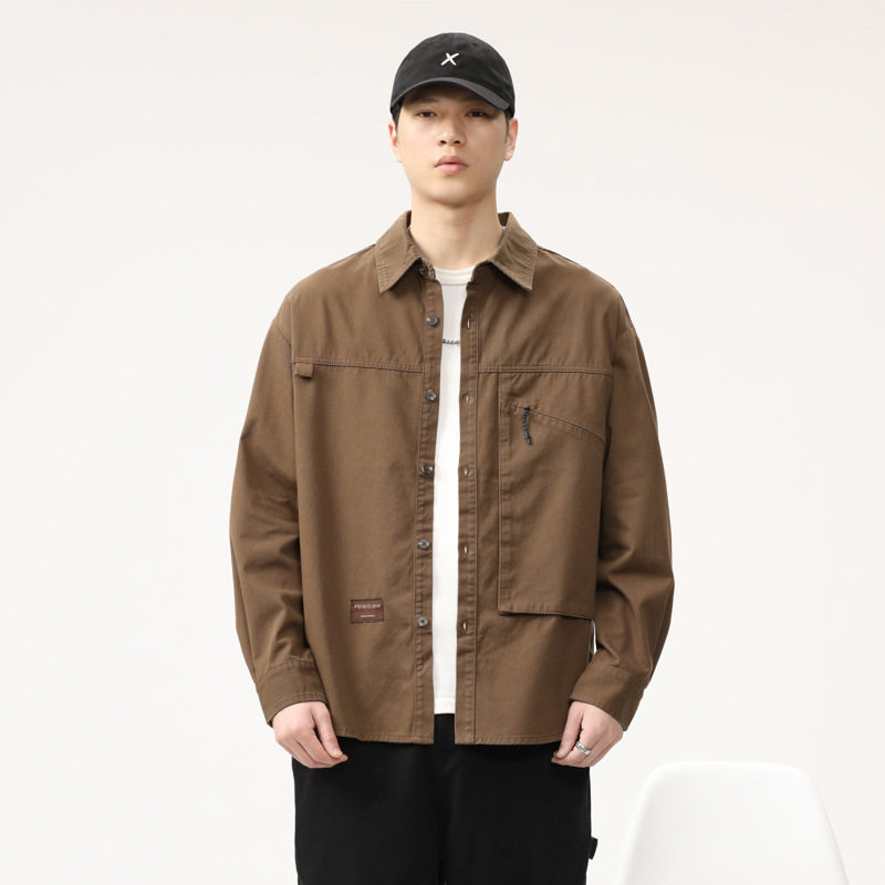 美式复古工装衬衫男款长袖秋季潮牌户外宽松夹克男士休闲外套春秋,户外/登山/野营/旅行用品,户外休闲衣,淘宝优惠券,粉丝福利购,淘宝优惠卷