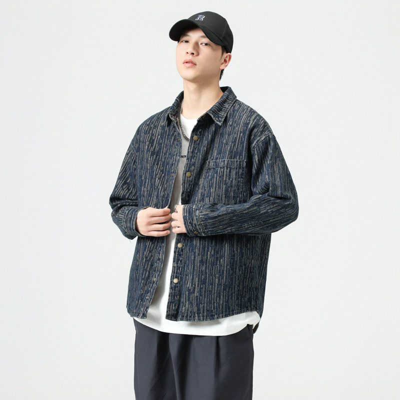 美式复古重磅提花牛仔衬衫男春秋季新款宽松痞帅休闲衬衣外套,户外/登山/野营/旅行用品,户外休闲衣,淘宝优惠券,粉丝福利购,淘宝优惠卷