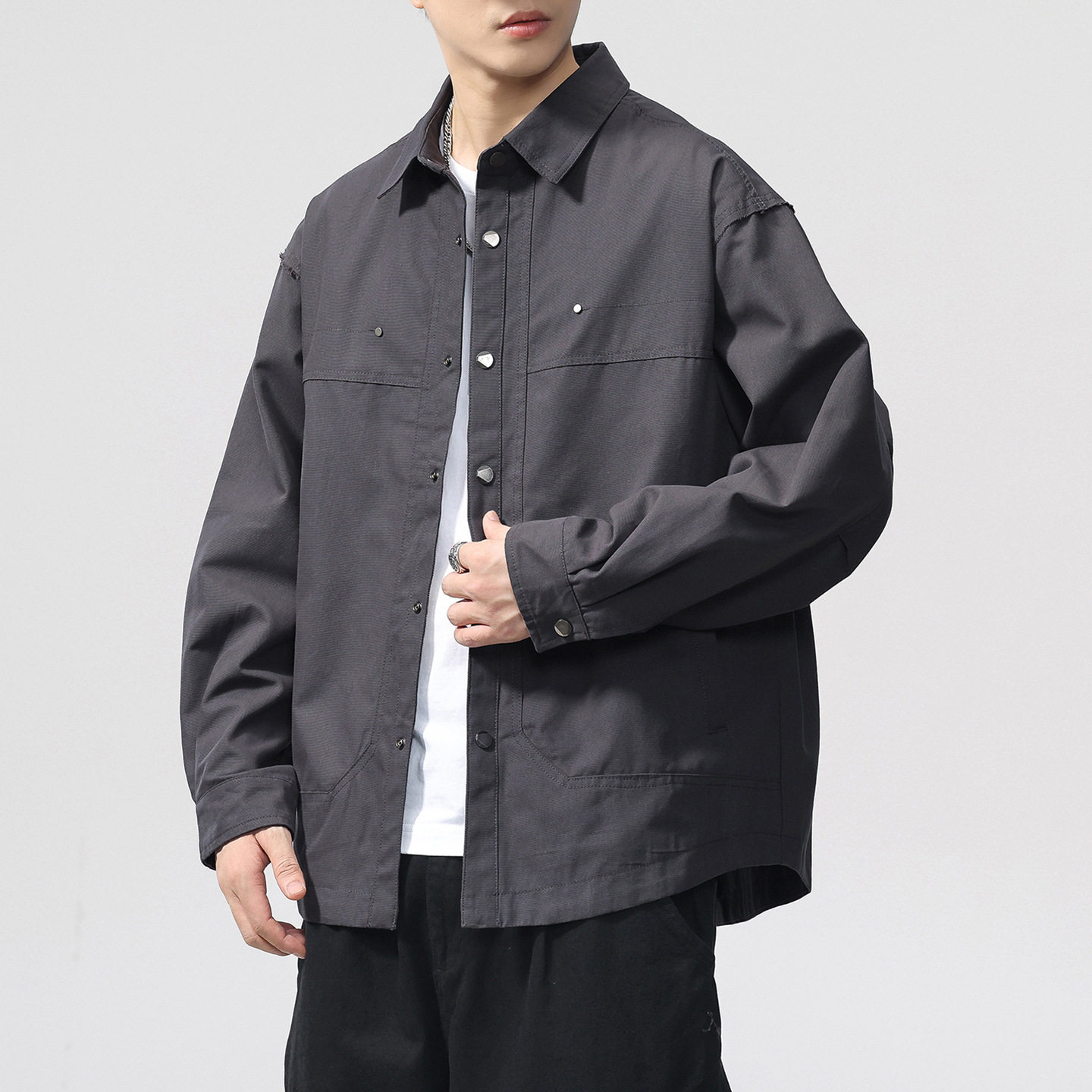 2025春季新款男士夹克轻奢潮流个性时尚百搭舒适透气休闲翻领外套,户外/登山/野营/旅行用品,户外休闲衣,淘宝优惠券,粉丝福利购,淘宝优惠卷