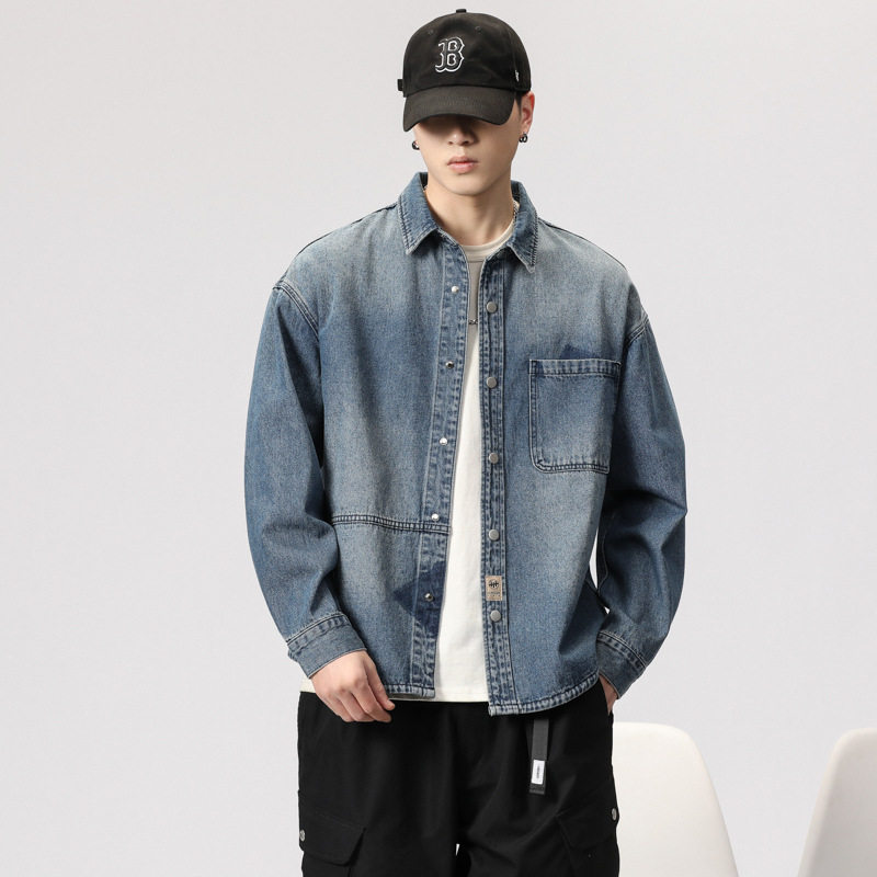 美式重磅牛仔外套男士春秋新款潮牌帅气工装夹克宽松大码秋季衬衣,户外/登山/野营/旅行用品,户外休闲衣,淘宝优惠券,粉丝福利购,淘宝优惠卷