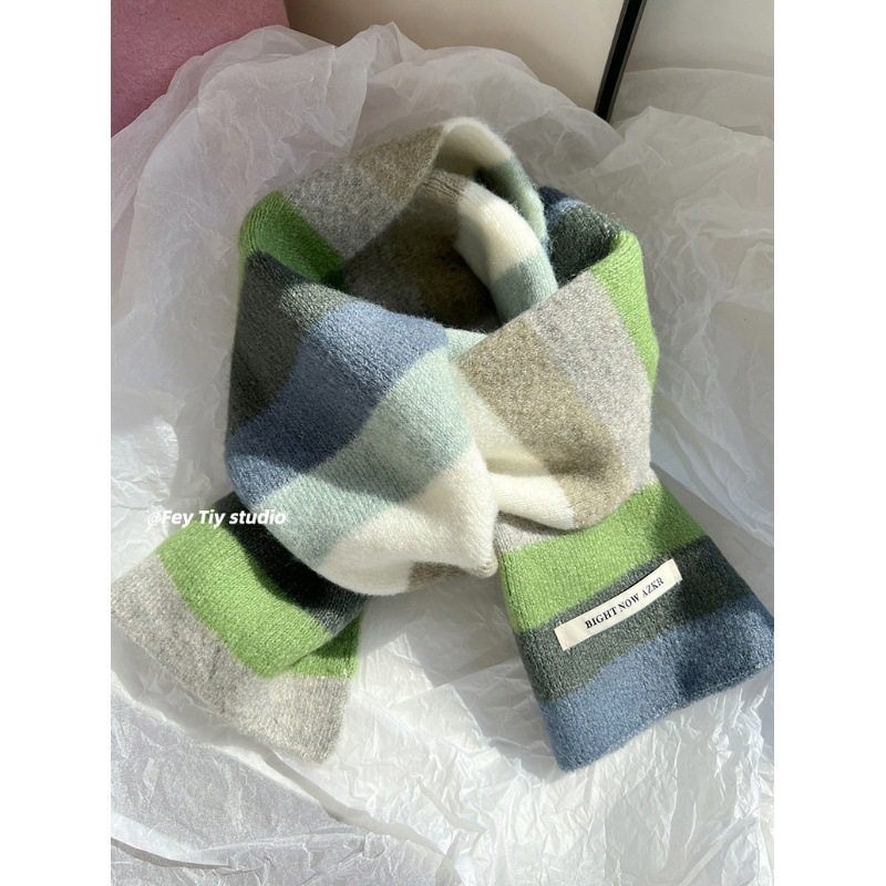 羊毛软huhu糖果配色围巾秋冬保暖针织百搭围脖学生可爱情侣韩版新