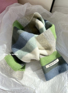 羊毛软huhu糖果配色围巾秋冬保暖针织百搭围脖学生可爱情侣韩版新