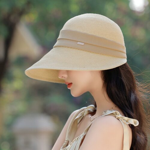 女高级感拉菲夏季新款草编鸭舌帽
