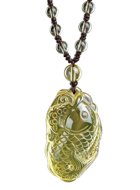 黄水晶吊坠锦鲤项链高考励志礼物