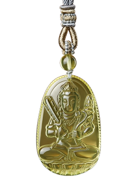 黄水晶吊坠本命佛十二生肖佛牌