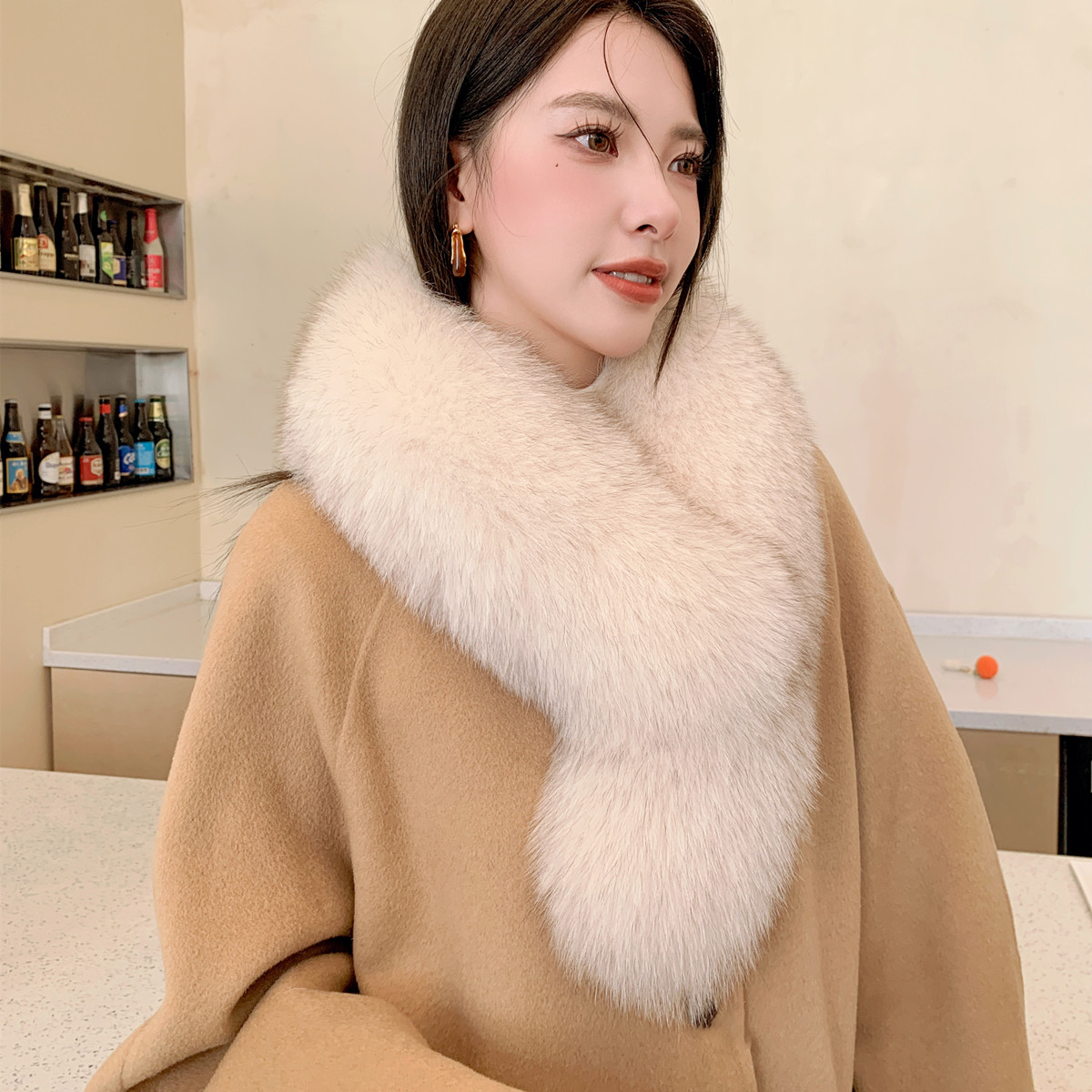 狐狸毛领子秋冬季皮草披肩围巾