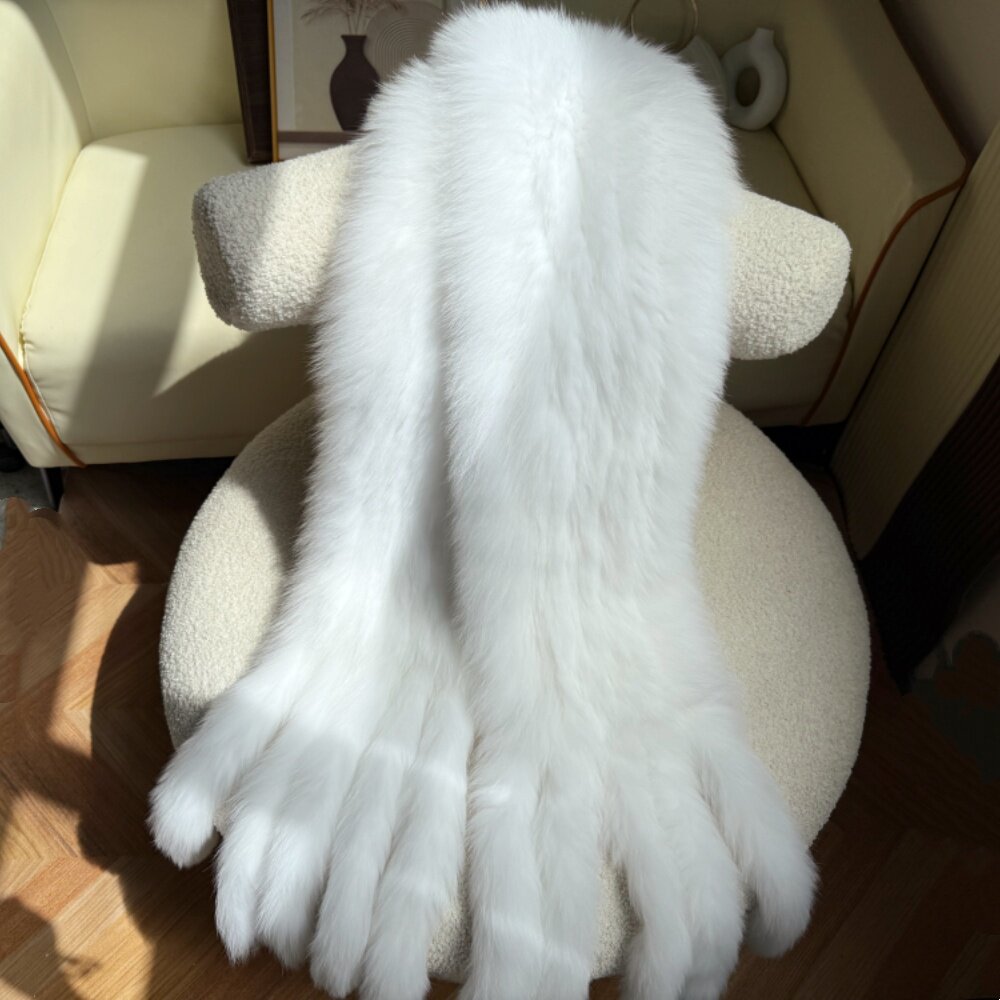 韩版奶油色狐狸毛流苏披肩大围巾真毛保暖九尾狐皮草大毛领坎肩