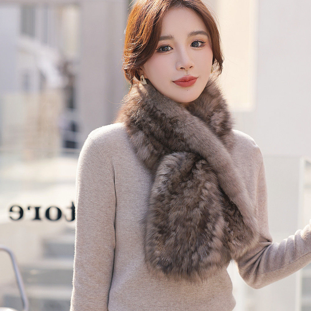 紫貂皮草围巾女冬季水貂貂毛毛毛毛围巾冬季保暖柔软气质双面高档