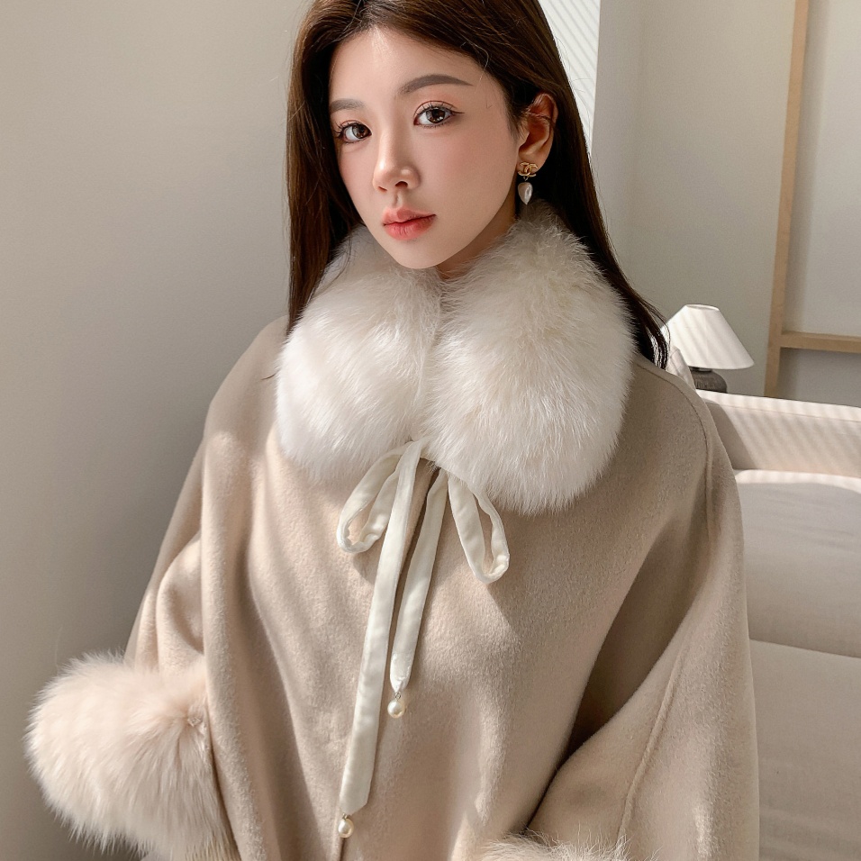 中式狐狸毛围巾毛领子围脖丝带款