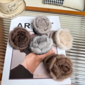 花朵头绳水貂毛扎头发皮筋韩国气质高级感毛绒发绳丸子头发圈发饰