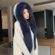 走秀款 普鲁士蓝狐狸毛风雪帽冬季 保暖旅行围巾帽子真皮草披肩女冬
