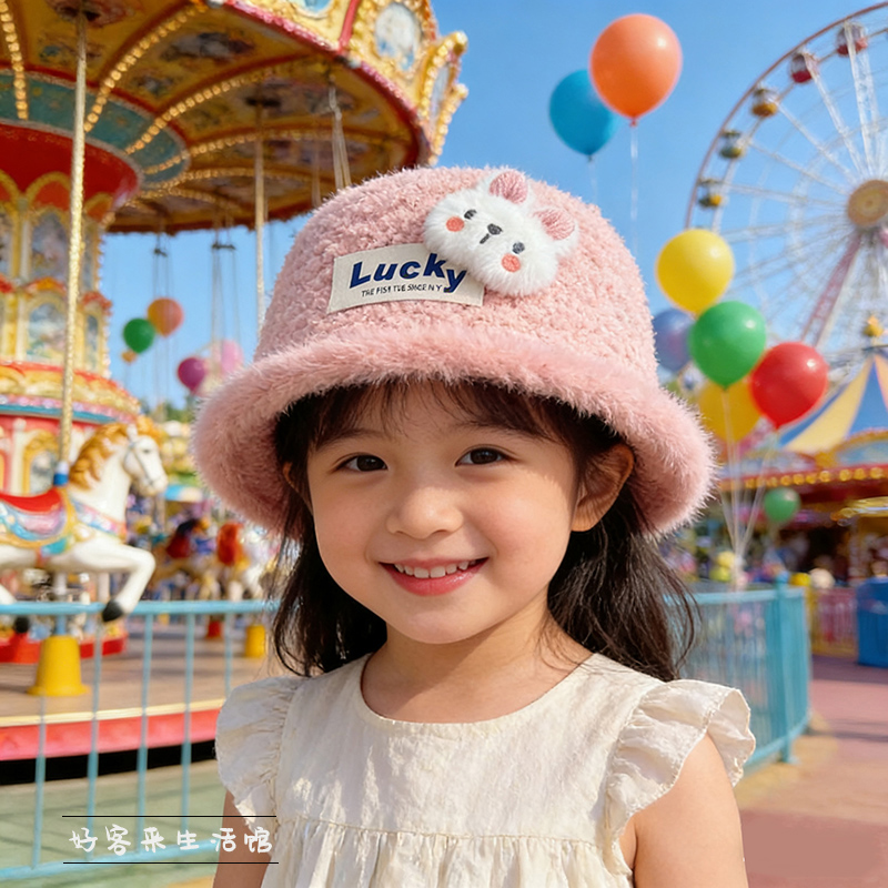 秋冬女童加厚针织好运渔夫帽