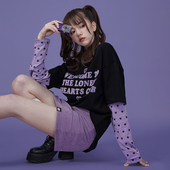 SagiDolls少女斗志甜酷奶乖黑紫假两件长袖 卫衣T恤休闲宽松百搭女