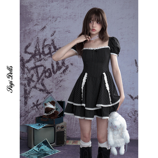 糖霜黑森林 SagiDolls少女斗志 暗黑條紋花邊蛋糕連衣裙lolita甜