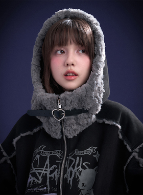 SagiDolls少女斗志#极地少女#皮毛一体!甜酷小熊涂鸦保暖外套带帽