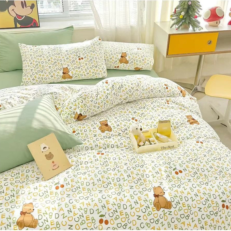 A类全棉被套床单纯棉四件套三件套1.5m1.8米双人床上用品