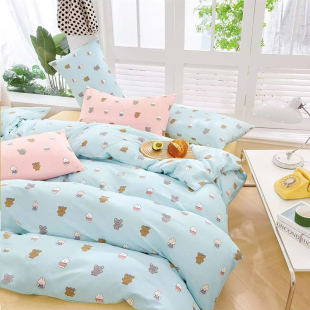 茗洋家纺纯棉婴儿被罩儿童床褥子套A类母婴级双层纱幼儿园垫被套