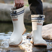 外穿防滑钓鱼水靴工作防水软底耐磨雨靴加绒保暖胶鞋 德系雨鞋 男士