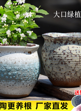 创意多肉花盆陶瓷家用阳台客厅大号陶土绿萝兰花绿植大口径盆栽盆