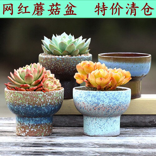 粗陶大口复古火锅盆好养活手工盆