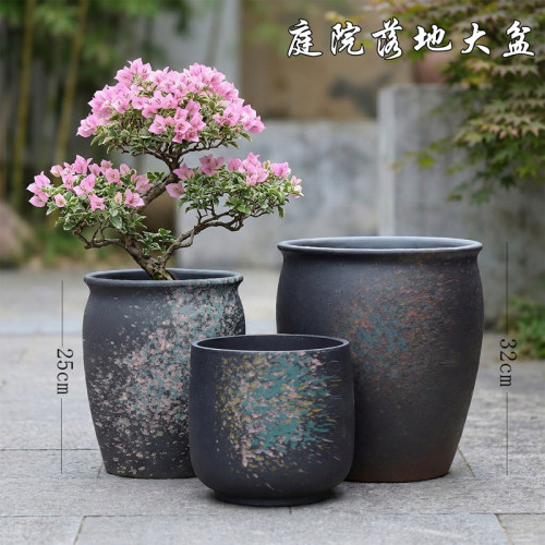 复古透气三角梅陶瓷花盆大号家用