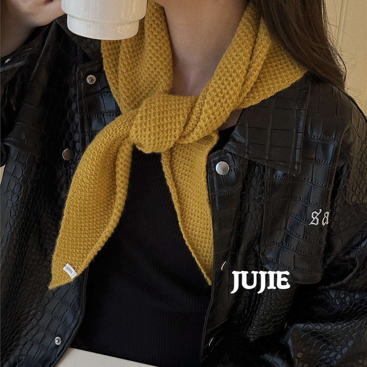 韩版百搭纯色格子三角巾保暖护颈