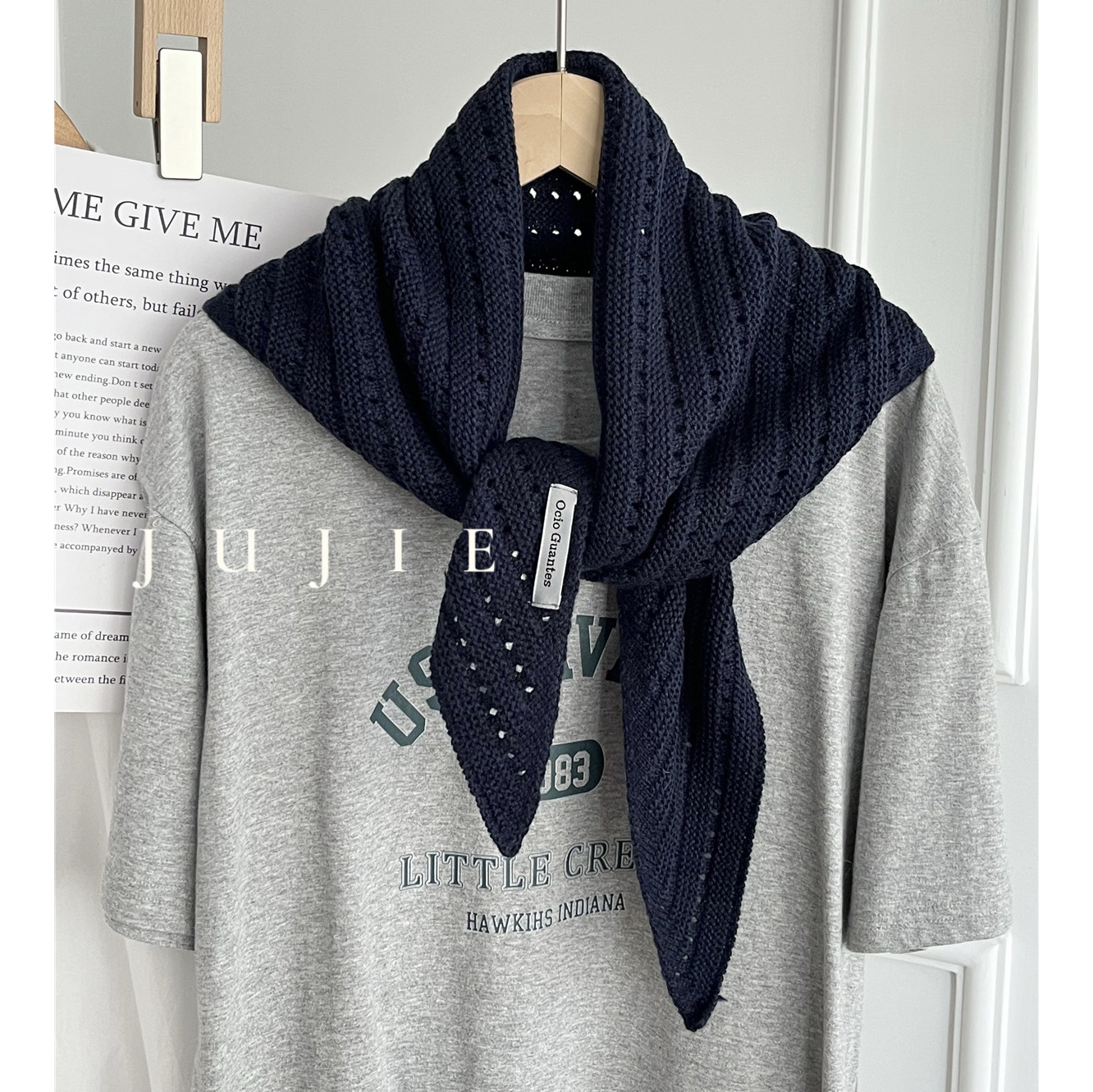 针织毛线三角巾披肩女春秋百搭外搭空调房护颈坎肩围脖秋冬叠穿