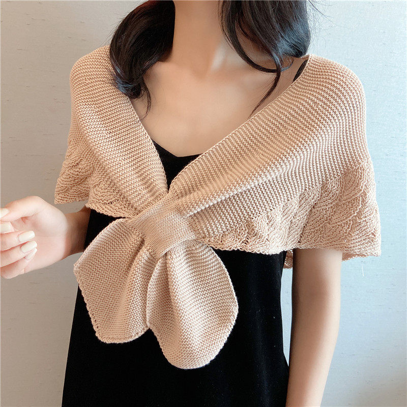 鱼尾纹小披肩外搭名媛风春夏护颈椎针织空调房美人鱼搭肩围脖假领