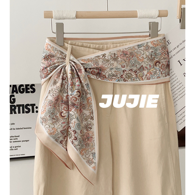 腰果花长条丝巾腰带少女配饰飘带领巾学生发带百搭绑包气质高级感