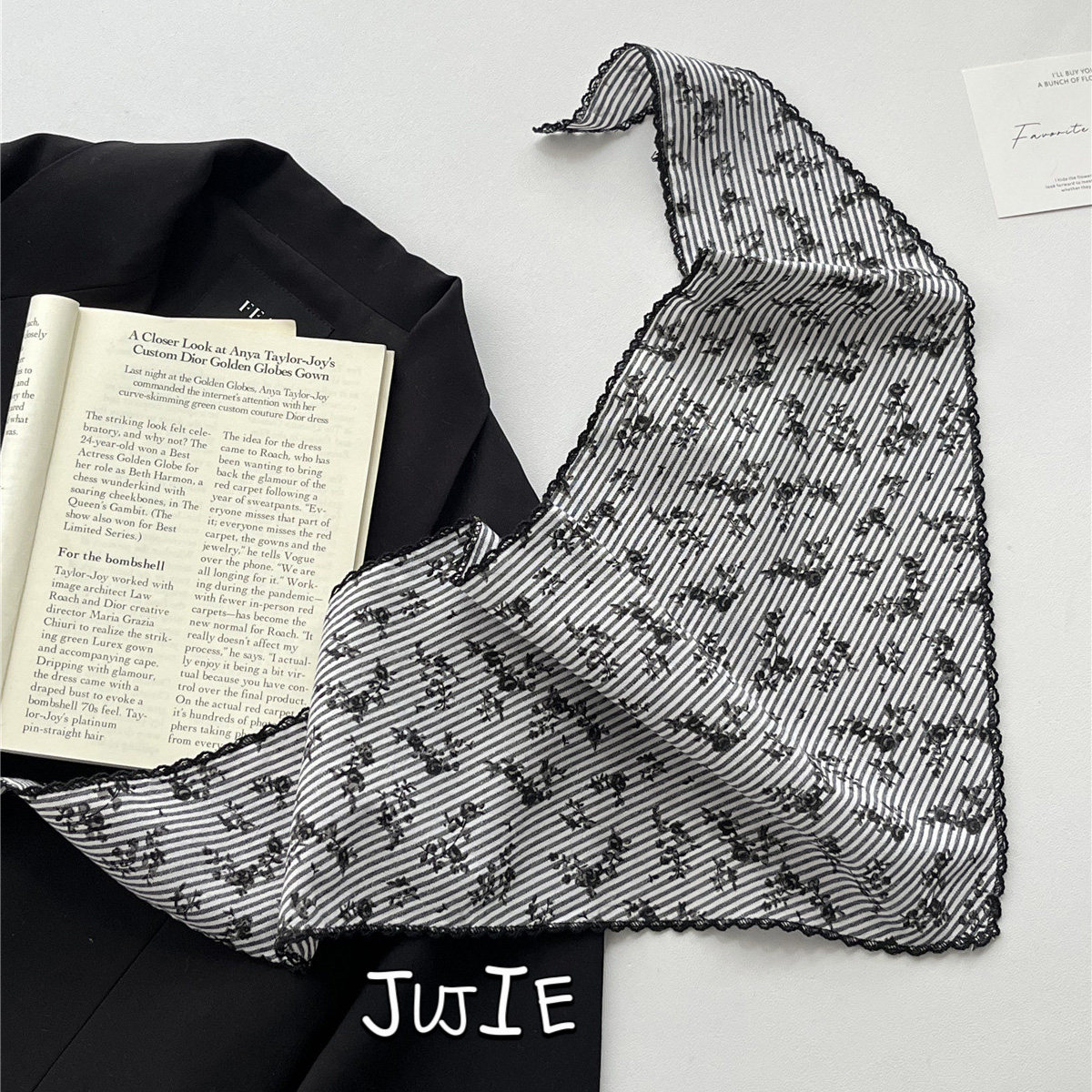 法式复古条纹花朵三角巾女百搭蕾丝花边丝巾装饰围巾屁帘围脖气质,服饰配件/皮带/帽子/围巾,围巾/丝巾/披肩,淘宝优惠券,粉丝福利购,淘宝优惠卷