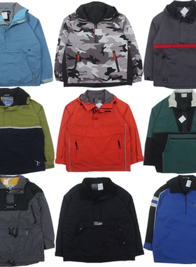 vintage古着美式街头套头半拉链户外冲锋衣棒球服卫衣外套男女