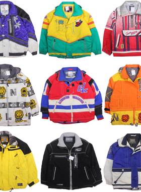古着vntage户外半拉链冲锋衣棉服防风防水拼色宽松滑雪服外套K10