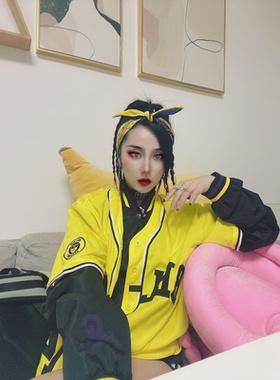 vintage古着街头数字BF嘻哈风格宽松刺绣球衣棒球开衫短袖男女