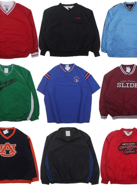 vintage古着美式街头嘻哈oversize街舞套头棒球服卫衣外套男女F26