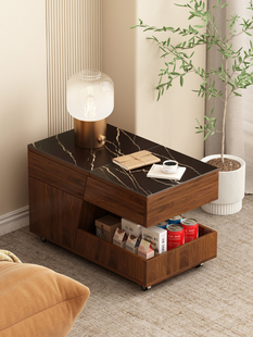 实木茶几折叠多功能小桌子小户型客厅边柜家用可移动推车沙发边几