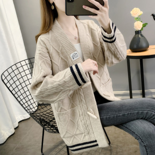 宽松针织外套女早秋外穿 秋冬女装 女士慵懒风开衫 毛衣女2026年新款
