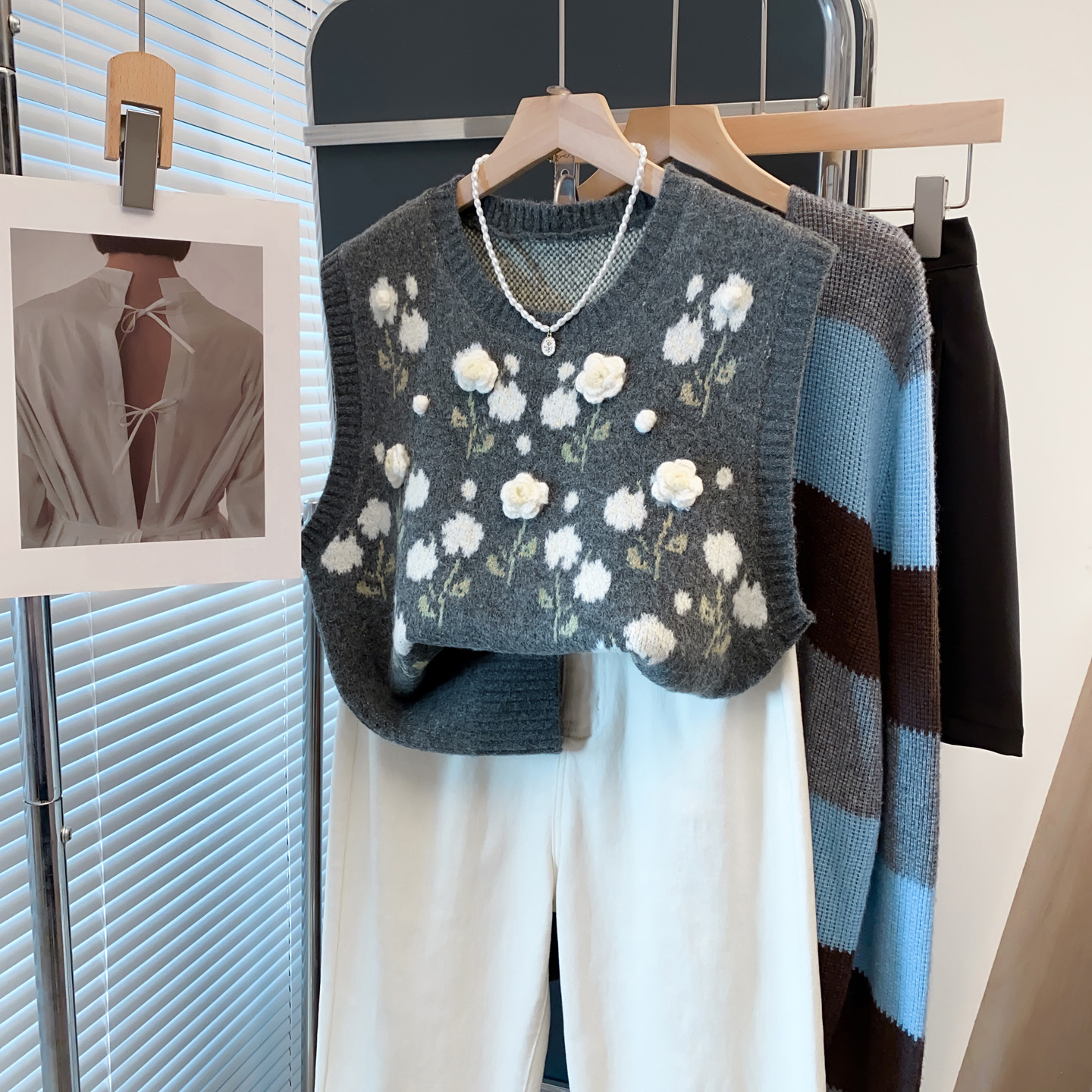 圆领叠穿针织马甲女坎肩外穿