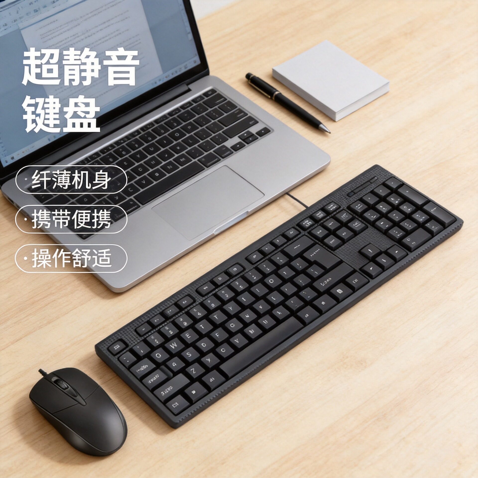 USB有线键鼠套装静音电竞游戏办公台式笔记本电脑键盘外接