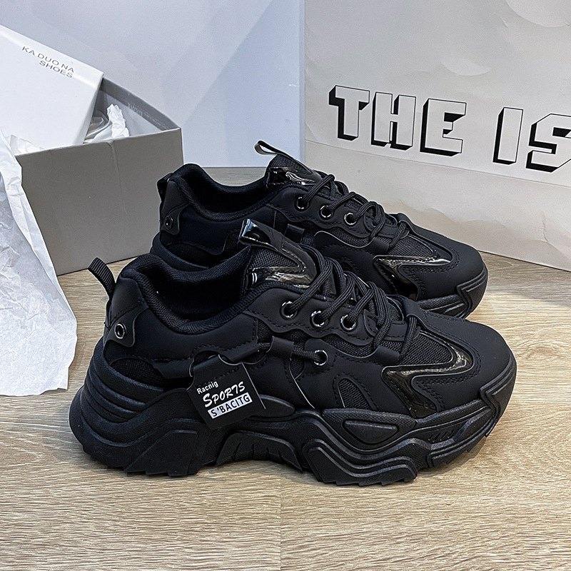 ins韩版老爹鞋女款2025春秋新款网红百搭透气网面厚底休闲运动鞋