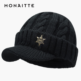 蒙奈特帽子男冬季新款加绒加厚保暖护耳棒球帽户外防寒鸭舌帽女潮