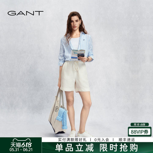 GANT/甘特女士简约显瘦亚麻短裤