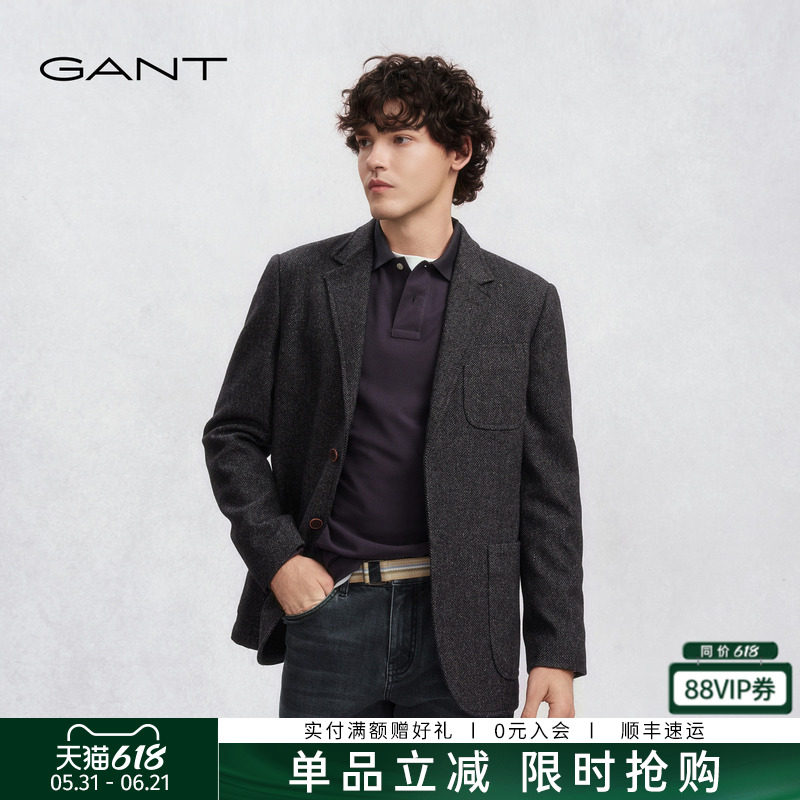 GANT/甘特秋冬季男士外套美式休闲宽松老钱风复古优雅时尚单西服