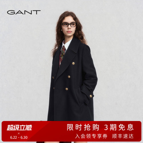 GANT/甘特女士学院风羊毛呢大衣