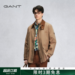 GANT 撞色翻领休闲美式 复古巴恩风工装 夹克外套 甘特2026春夏男士