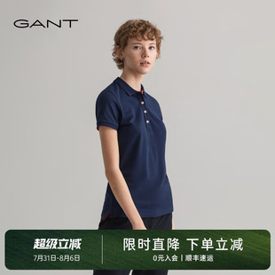 GANT 甘特女士经典 休闲简约针织翻领上衣透气通勤网眼短袖 Polo衫