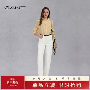甘特2025新款 棉感亲肤通勤极简风白色牛仔裤 女装 五袋裤 经典 GANT