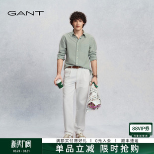 甘特26春夏男士 GANT 松紧腰通勤斜纹棉麻老钱休闲裤 随心系列