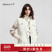 新款 GANT 甘特2025秋冬季 女士菱格棉马甲复古老钱风穿搭简约马夹