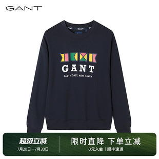 女士宽松休闲字母印花圆领套头长袖 甘特秋季 GANT 卫衣 100%棉