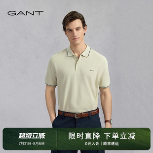 休闲百搭T恤纯色撞色边通勤短袖 甘特夏男士 100%棉 POLO衫 GANT